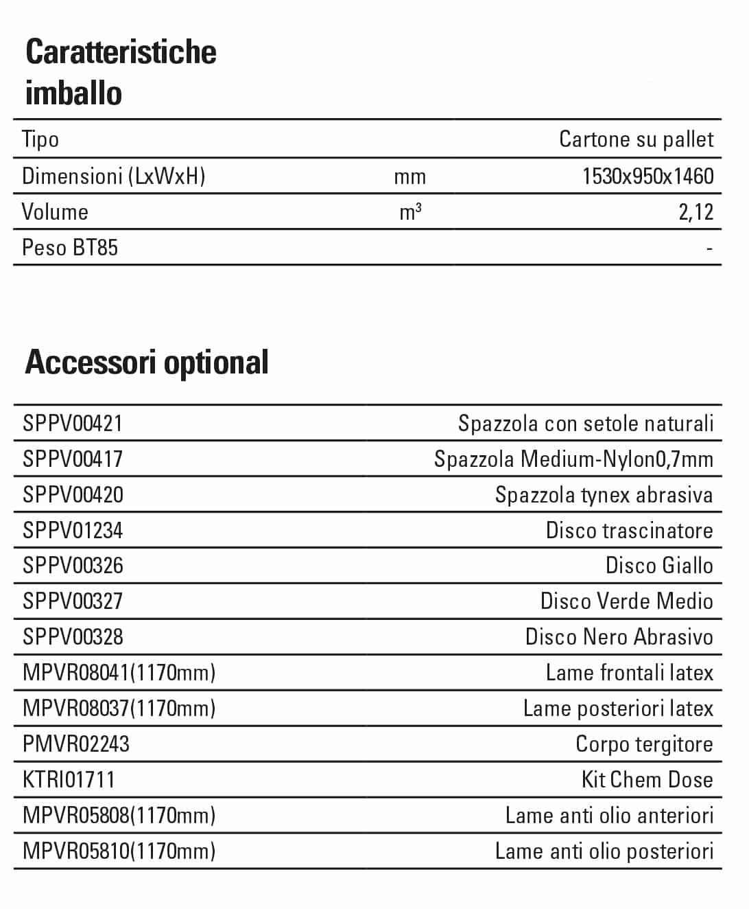 CT110 ECS accessori